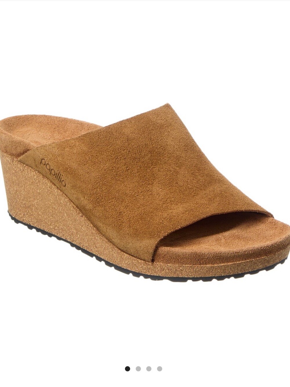 NEW BIRKENSTOCK Papillio Namica Tea Brown Suede Cork Wedge Slide Sandals - Picture 2 of 9
